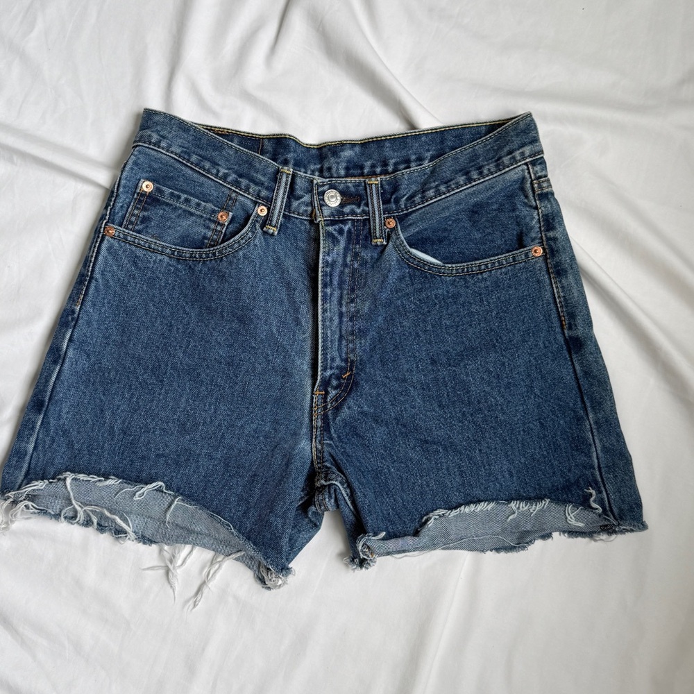 Levi's Blue Jean Shorts with Frayed Hem